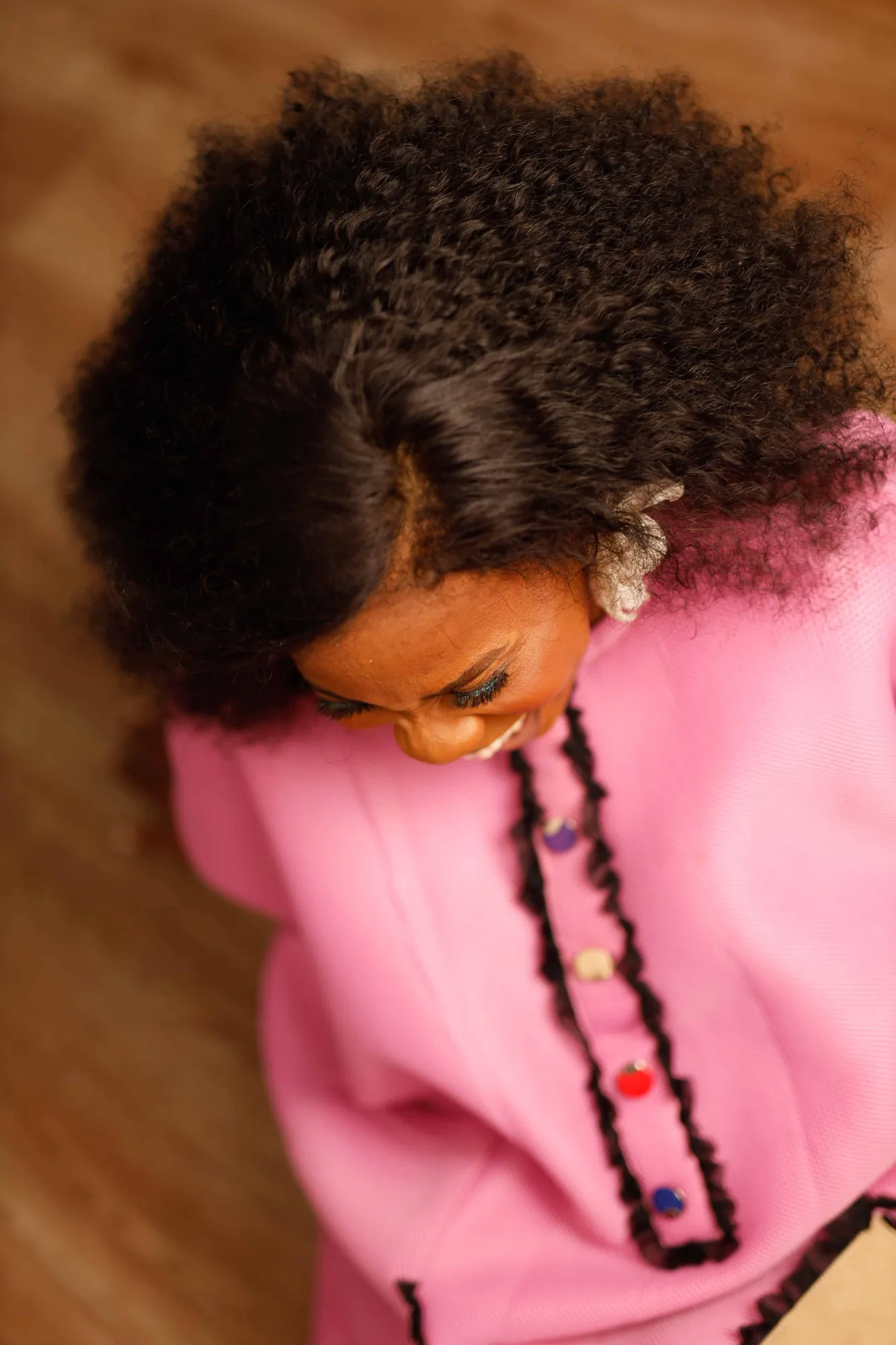 Natural curls photographed from above